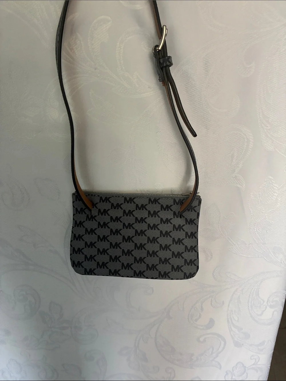 Michael Kors Black and Gray MK Logo Fanny pack .  8”
